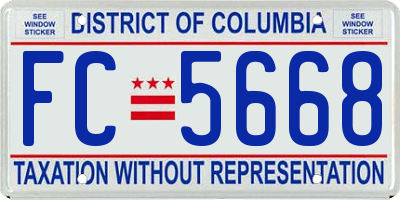 DC license plate FC5668