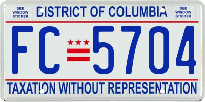 DC license plate FC5704