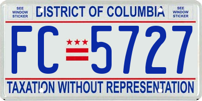 DC license plate FC5727