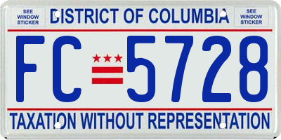 DC license plate FC5728