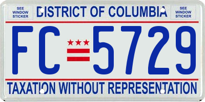 DC license plate FC5729