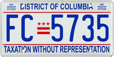 DC license plate FC5735