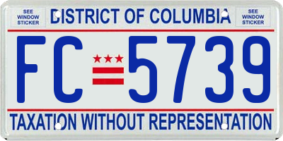 DC license plate FC5739