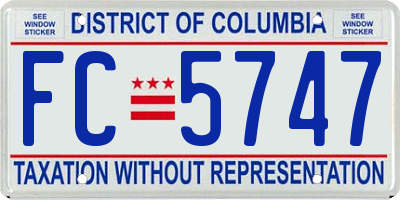 DC license plate FC5747