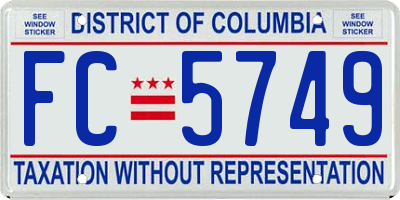 DC license plate FC5749