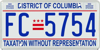 DC license plate FC5754