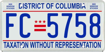 DC license plate FC5758