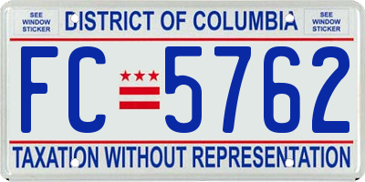 DC license plate FC5762