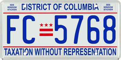 DC license plate FC5768