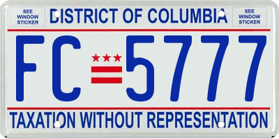 DC license plate FC5777