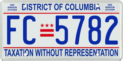 DC license plate FC5782