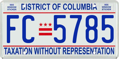 DC license plate FC5785