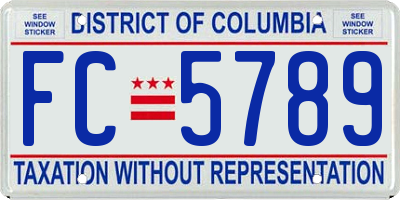 DC license plate FC5789