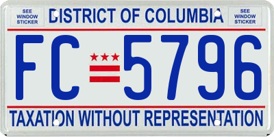 DC license plate FC5796