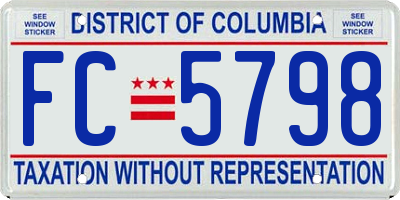 DC license plate FC5798