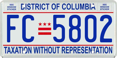 DC license plate FC5802