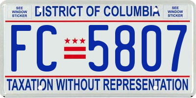 DC license plate FC5807