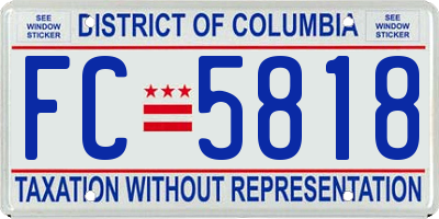 DC license plate FC5818