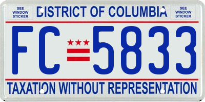 DC license plate FC5833