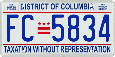 DC license plate FC5834