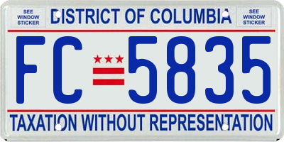 DC license plate FC5835