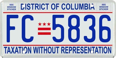 DC license plate FC5836