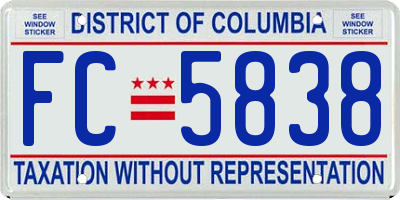 DC license plate FC5838