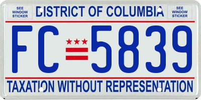 DC license plate FC5839