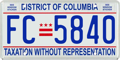 DC license plate FC5840