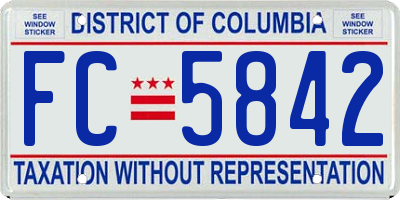 DC license plate FC5842