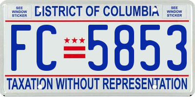 DC license plate FC5853