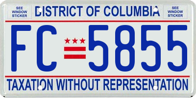 DC license plate FC5855