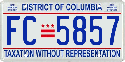 DC license plate FC5857