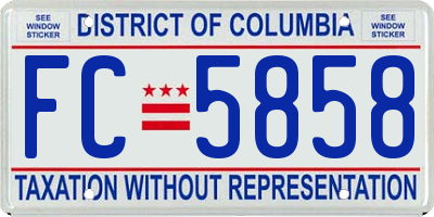 DC license plate FC5858