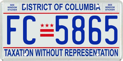 DC license plate FC5865