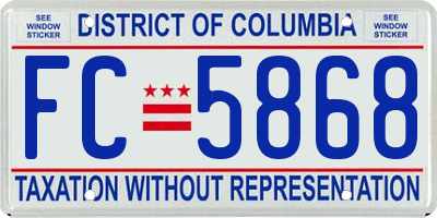 DC license plate FC5868