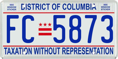 DC license plate FC5873