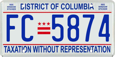 DC license plate FC5874