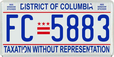 DC license plate FC5883