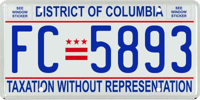 DC license plate FC5893