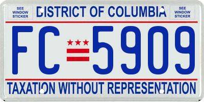 DC license plate FC5909