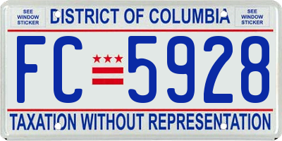 DC license plate FC5928