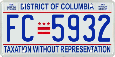 DC license plate FC5932