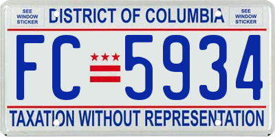 DC license plate FC5934