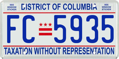 DC license plate FC5935