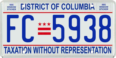 DC license plate FC5938