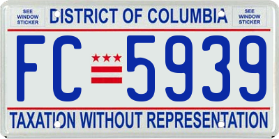 DC license plate FC5939