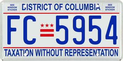 DC license plate FC5954