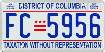 DC license plate FC5956