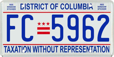 DC license plate FC5962